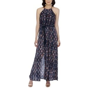 Elegant Navy Blue Halter Maxi Lucky Brand Dress
